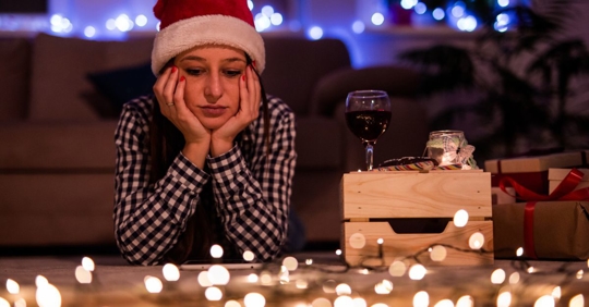 sad woman at Christmas